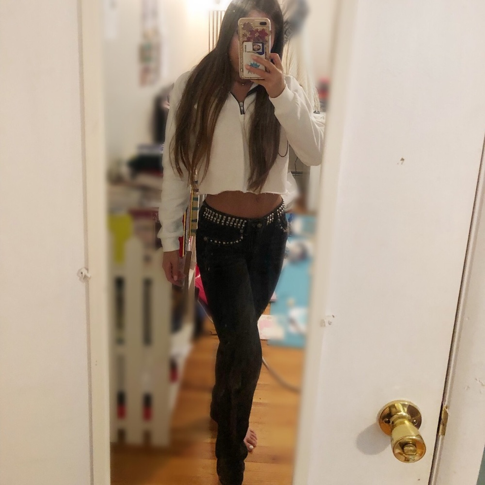 Black Low Rise Studded Jeans